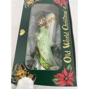 OWC Old World Christmas Blown Glass Irish Angel #10218 green shamrock redhead